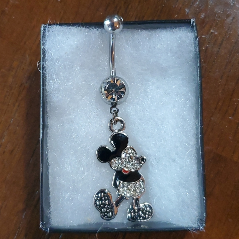 Stainless Mickey Mouse belly button ring